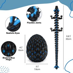3D Printed Dragon Egg Toy with Glow in The Dark, Articulated Easter 3D Printe…