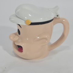 VTG POPEYE LIDDED COFFEE CREAMER/SUGAR DISPENSER, 8oz