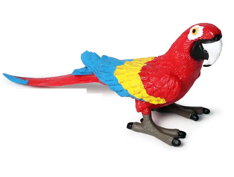 Red Macaw Bird Toy Action Figure Small Animal Figurine Doll Gift for Kids