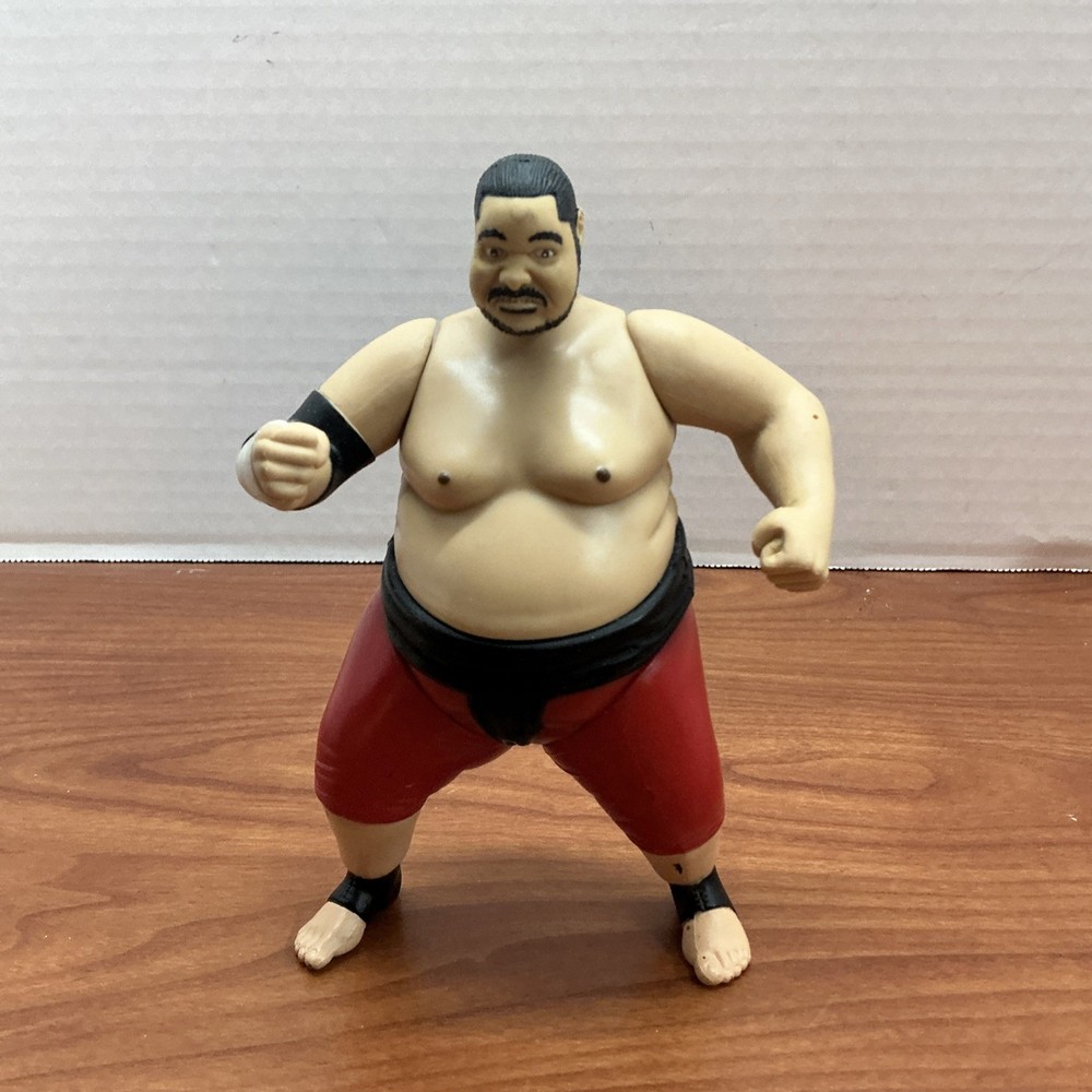JAKKS Pacific 1997 Sumo Wrestler Action Figure Red Beige Black Plastic Vintage