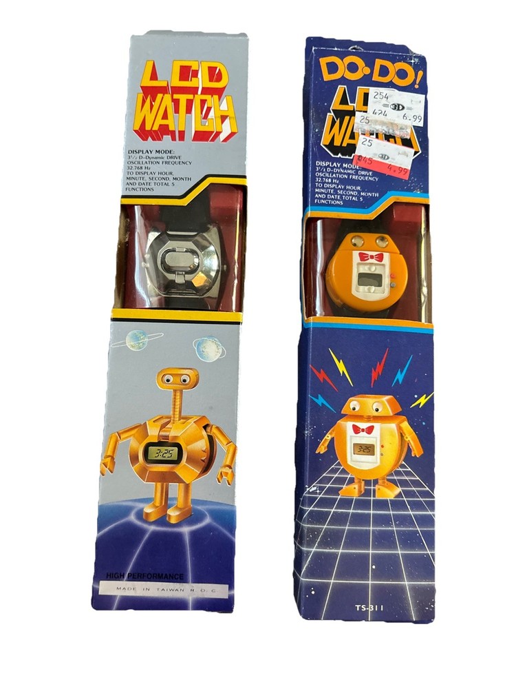 Vtg! Transformer Watch 1980s LCD Robot Transforming Toy Do Do Lot Of 2! RARE!