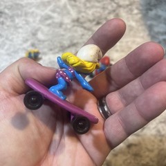 Lot Of 5 Vintage Smurf PVC Plastic Figures, Skateboard, Mushroom Sports