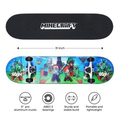 Minecraft 31″ Lenticular Complete Skateboard, Battle Scene, Kids Ages 6+, Green
