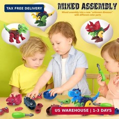 Dinosaur Toys for 3, 4, 5, 6, 7 Year Old Boys, Take Apart Toys with Electric Dri