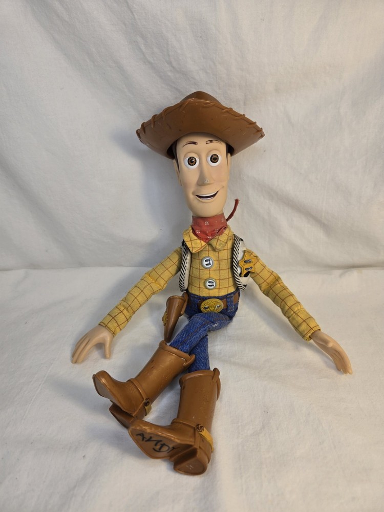Disney Pixar Toy Story Fire Fightin’ Woody Soft Doll 2004 Drawstring WORKS READ