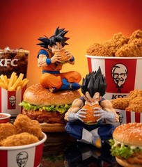 Dragon Ball Goku Vegeta Burger Figure GK Anime Statue Collectible Desk Decor