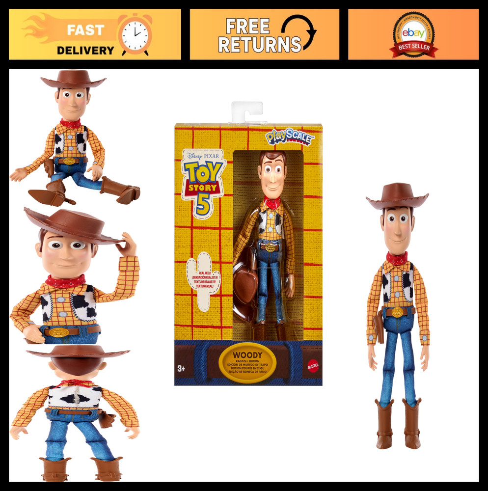 Toy Story 5 Woody Ragdoll Edition 7-Inch Soft Action Figure | Movie Accurate Col