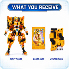 Metal Cardbot W Tachy Transforming Robot Cheetah Car Figure w/ 2 Cards