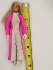Vintage 1974 Ideal Derry Daring Stunt Figure Doll Pink Jumpsuit White Boots 7”