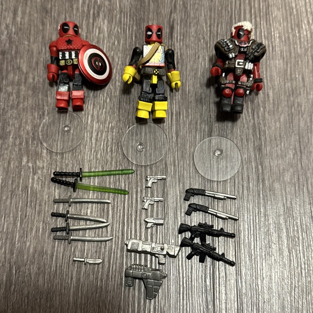 Minimates Marvel Deadpool Lot Of 3 With Accessories Look