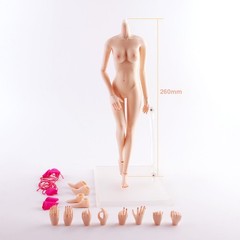 JIAOU DOLL 1/6 Female Pink Medium Bust Seamless Doll Body For 12″ Action Figure