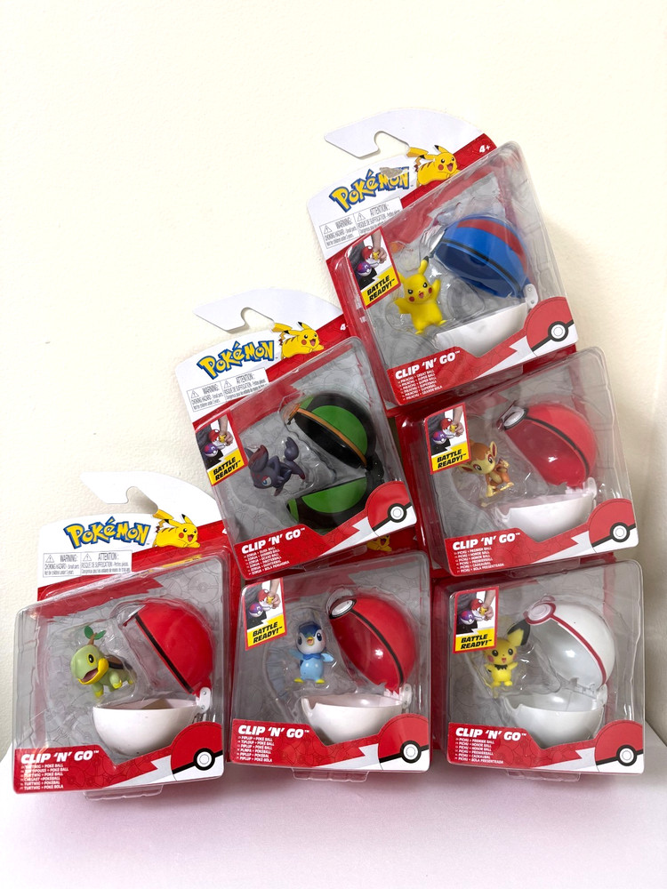 Pokémon Clip ’N’ Go 6-Figure Set Pikachu Eevee Lucario + Poké Balls Bundle NEW