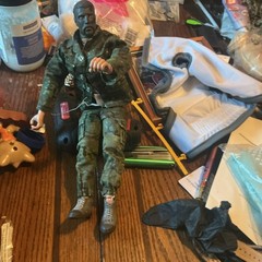 Military Soldier Plastic/Fabric Action Figure Green Camo w/ Jacket Pants Boots