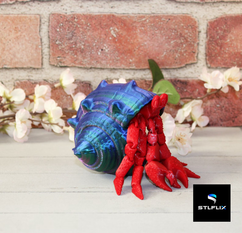 3D Printed Articulating Hermit Crab With/Without Shell