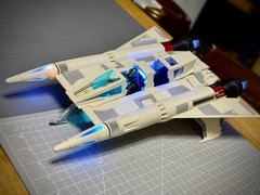 Buck Rogers Thunderfighter Starfighter Model 17in. (BEIGE LARGE ANIMATED LIGHTS)