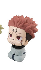 Tattoo Face Sukuna Figure Sitting Look Up Style PVC Chibi Toy Collection Model