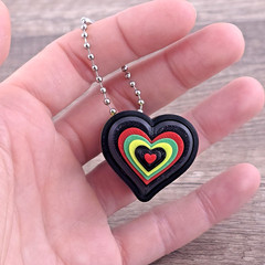 Heart Clicker Fidget Toy – Black Red Green Yellow 3D Printed Sensory Keychain
