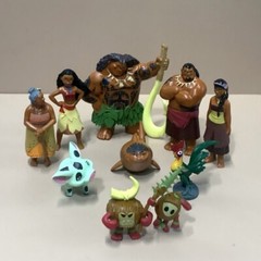 10pcs Disney Moana Maui Heyhey Pua Coconuts Playset Animated Figures Cake Tooper