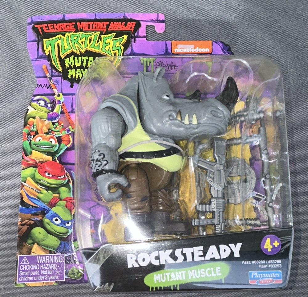 Playmates Toys TMNT Mutant Mayhem Rocksteady Action Figure 2023 New Free Shippin