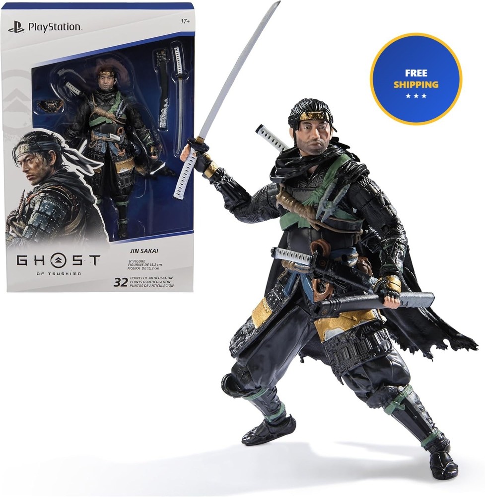 PlayStation, Ghost of Tsushima, 6” Jin Sakai Samurai Action Figure & 2