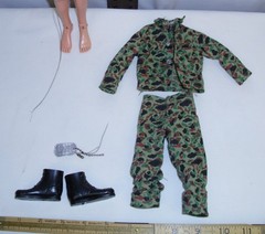 HASBRO GI JOE ACTION MARINE FUZZY HEAD TALKING DOLL WITH CLOTHES 1960s