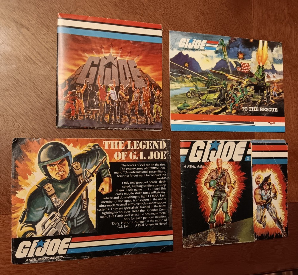 Vintage G.I. Joe yearly toy catalogs 1982-85 books and coloring book. Big lot