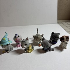 Lot of 7 Vintage Kitty In My Pocket & Puppy Figures – Flocked Cats & Dog