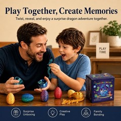 VivaNova 4 Pack 3D Printed Dragon Eggs, Surprise Eggs with Articulated Mini D…