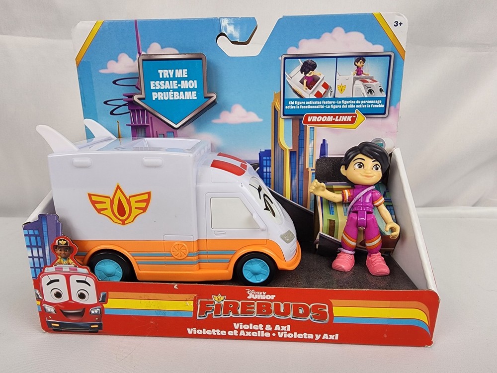 New Disney Junior FIREBUDS Violet & Axl Vroom-link Vehicle toy