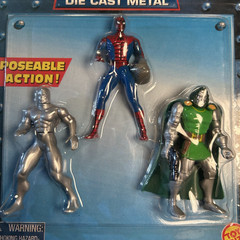 Heavy Metal Heroes Marvel Spiderman, Dr. Doom die cast metal 1999 NEW