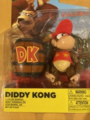 World of Nintendo Diddy Kong w/ Barrel Donkey Kong 4″ Action Figure Jakks Toy