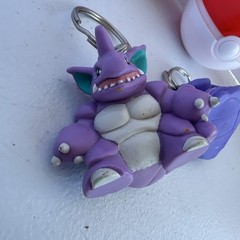 Lot of 2 1999 Burger King Pokemon Nidoking MUK Keychain Figures W/ Pokeball VTG