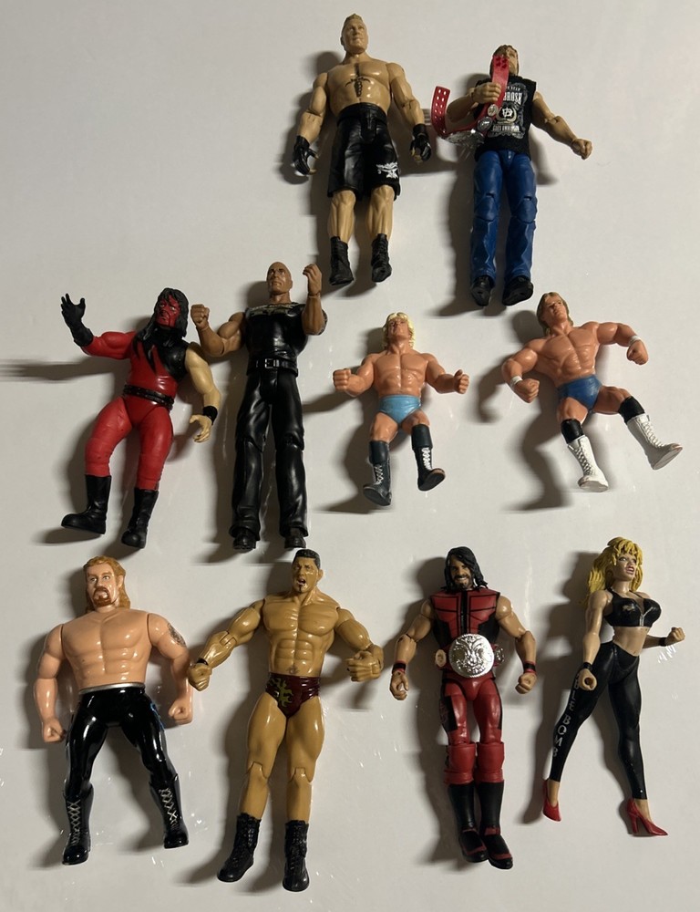 Lot of 10 WWE Wrestling Action Figures Mixed Wrestlers Mattel Jakks Vintage Toys