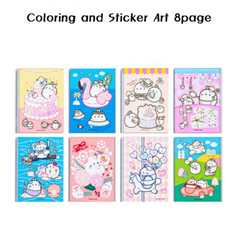 Authentic Molang piu piu Coloring Stickers Art Book 1+1 Bunny For Kid And Adult