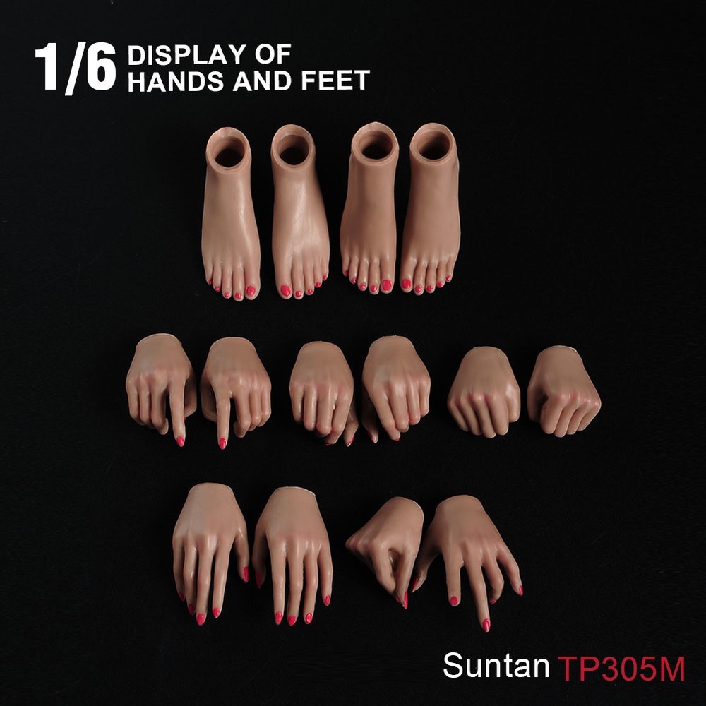 USA Makeup 1:6 Suntan Hands Foot Model Accessories For 12in Female PH TBL Figure