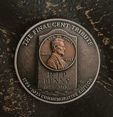 2025 RIP Final Penny / Cent Tribute Coin (With Coin Case). Minted From 1793-2025