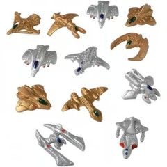 12 Miniature 1″-1.5″ Gold and Silver Toy Plastic Space Ships