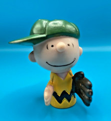Vintage Charlie Brown Baseball Glove Green Hat 1950 Peanuts Figure