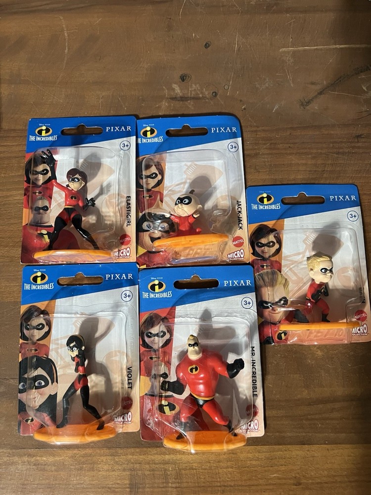Disney Pixar The Incredibles Micro Collection Mini Figures Set of 5 Mattel Toys