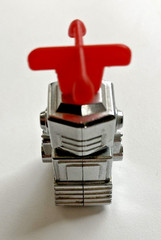 Vintage Kinsman Toy 1980s Silver Red 2″ Action Figure Little Conveyor Robot