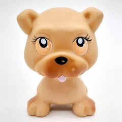 Littlest Pet Shop Beige Dog Puppy Mini Figure Orange Eyes Hasbro LPS Toy