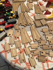 Huge Wooden Train Track Lot 140+ Pcs – fits Thomas Brio Melissa Doug – Bridges
