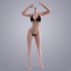 US 1/6 Bra & Briefs Bikini Swimwear Pale Skin Large Bust Breast Figure Body