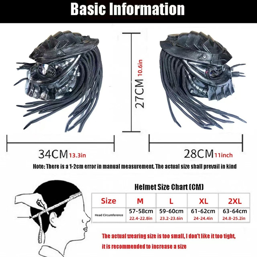 Predator Motorcycle Helmet Full Face Head Alien Hunter Graphic Racing Gear Gift