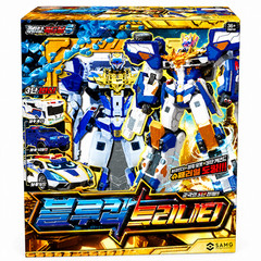 SAMG Metal Cardbot S Blue Cop Trinity Police Car Armor Bus Transforming Robot