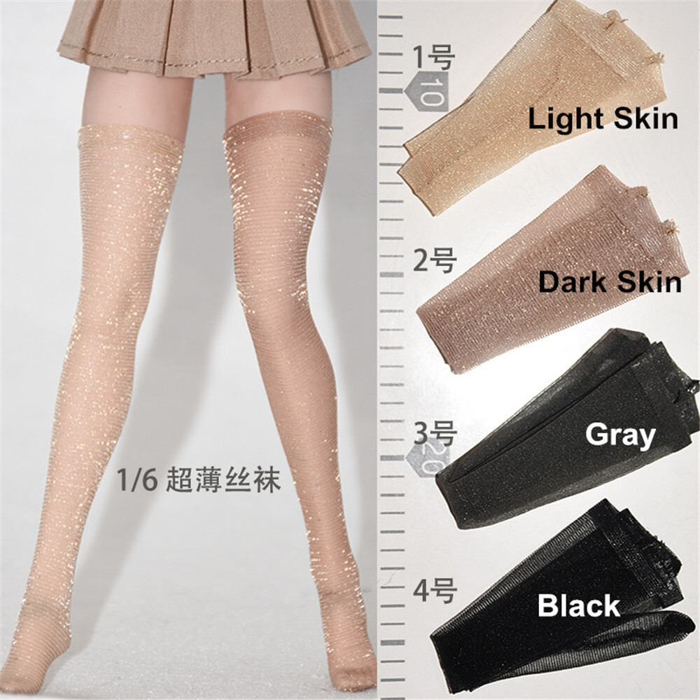 1Pairs 1:6 Thin Glitter Stockings Socks Clothes 12″ Female Action Figure Soldier