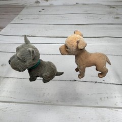 Vintage Puppy In My Pocket Flocked Dog Figures 1990s – Grey & Tan Lot Mattel