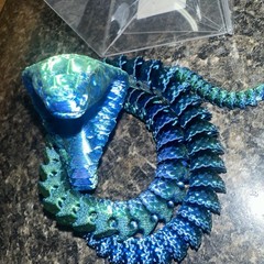 3D Printed King Cobra Snake 19.6″ Flexible Full Articulated Cobra Fidget Toy Blu