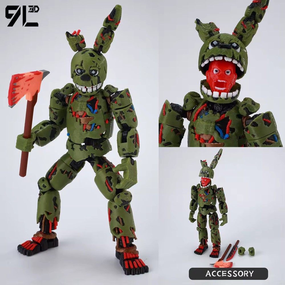 Springtrap Articulated Figure with Fire Axe & Machete Display Toy