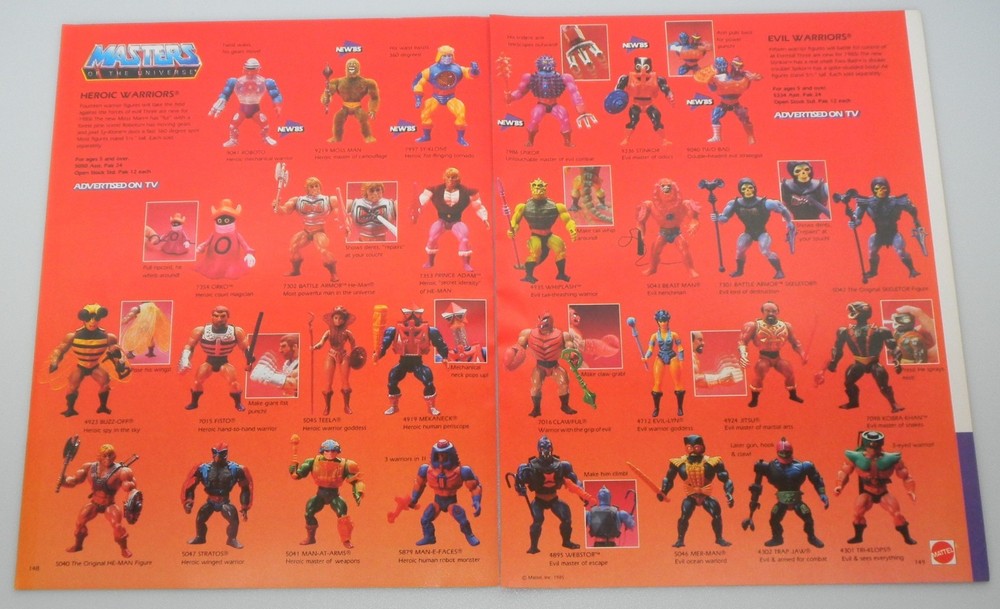 1985 MOTU Heroic & Evil Warrior Figure Display Magazine Trade Ad Poster Promo